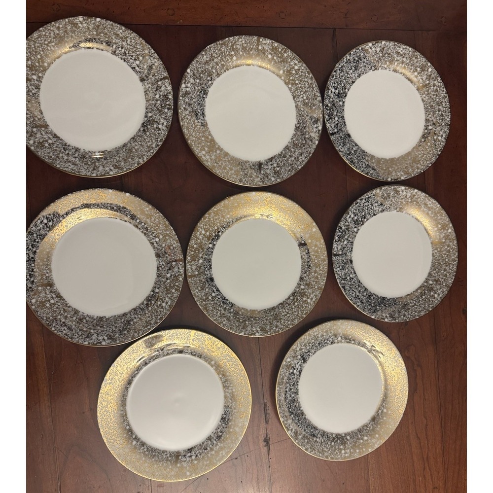 Set of 8 Ciroa Luxe Gold Salad Dessert Plates C9AC9A18
